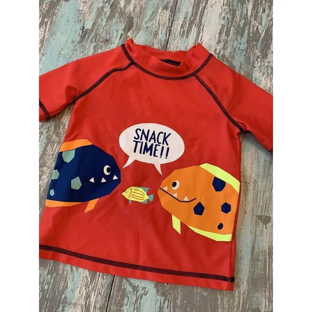 2T Carter's Boys Rashgaurd Swim Shirt Red 